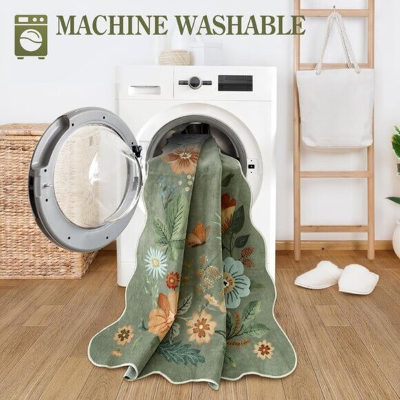Amazon.com: Beeiva Floral 2x3 Washable Rug Non Slip, Ultra  New 2x3 Floral Entryway Mat, Washable Ultra-Thin Non-Slip Area Rug - Green